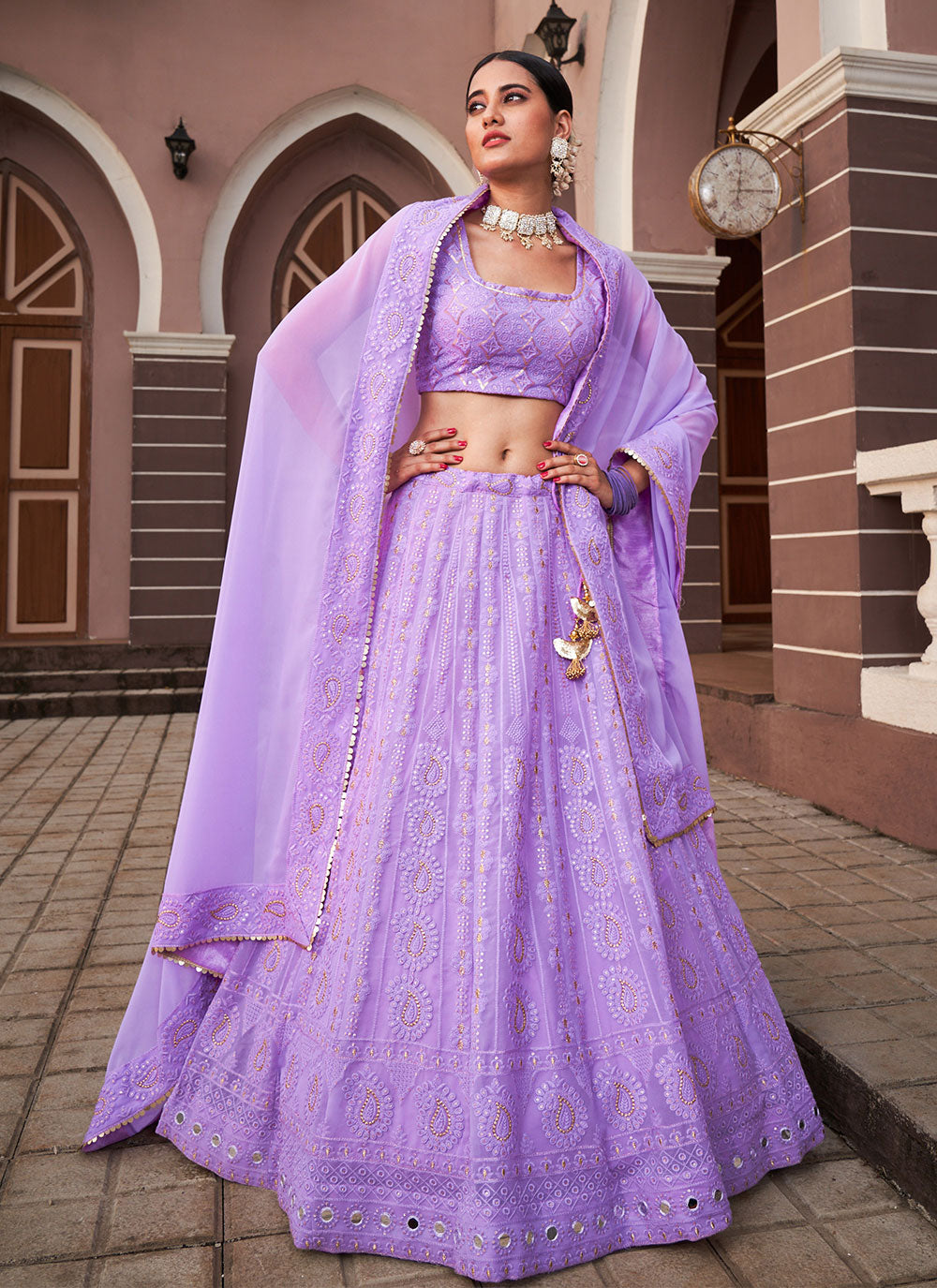 Lavender Wedding Designer Lehenga Choli