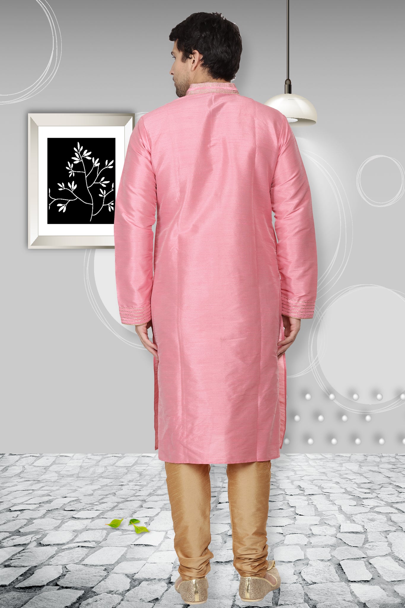 Pink Embroidered Kurta Pyjama