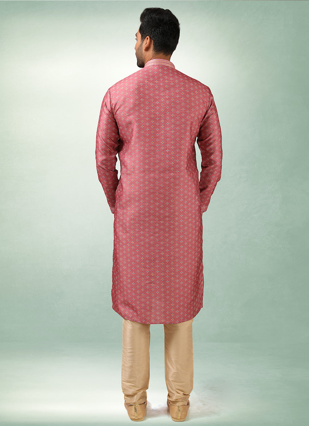Art Silk Pink Printed Kurta Pajama