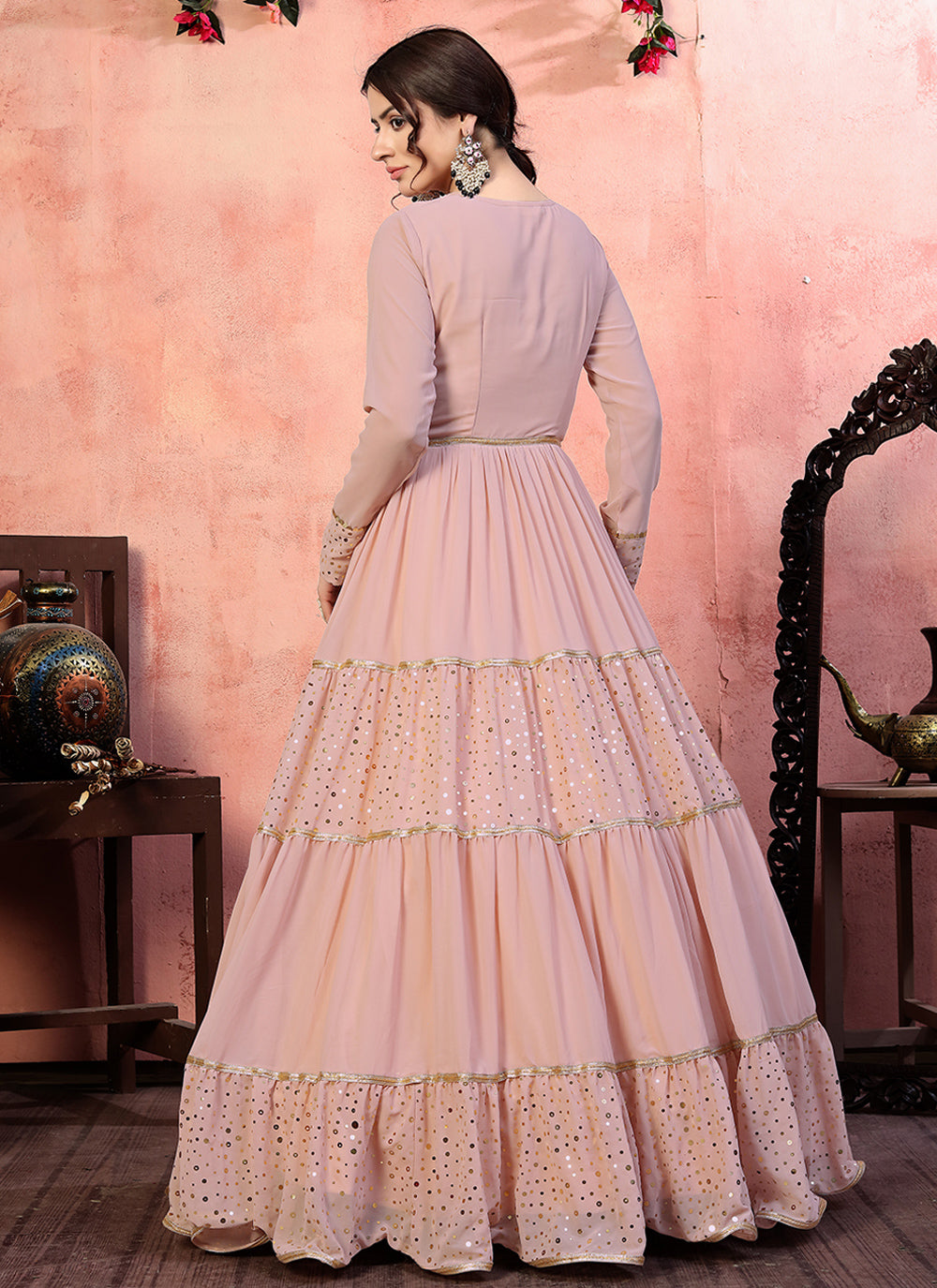 Pink Sequin Designer Gown