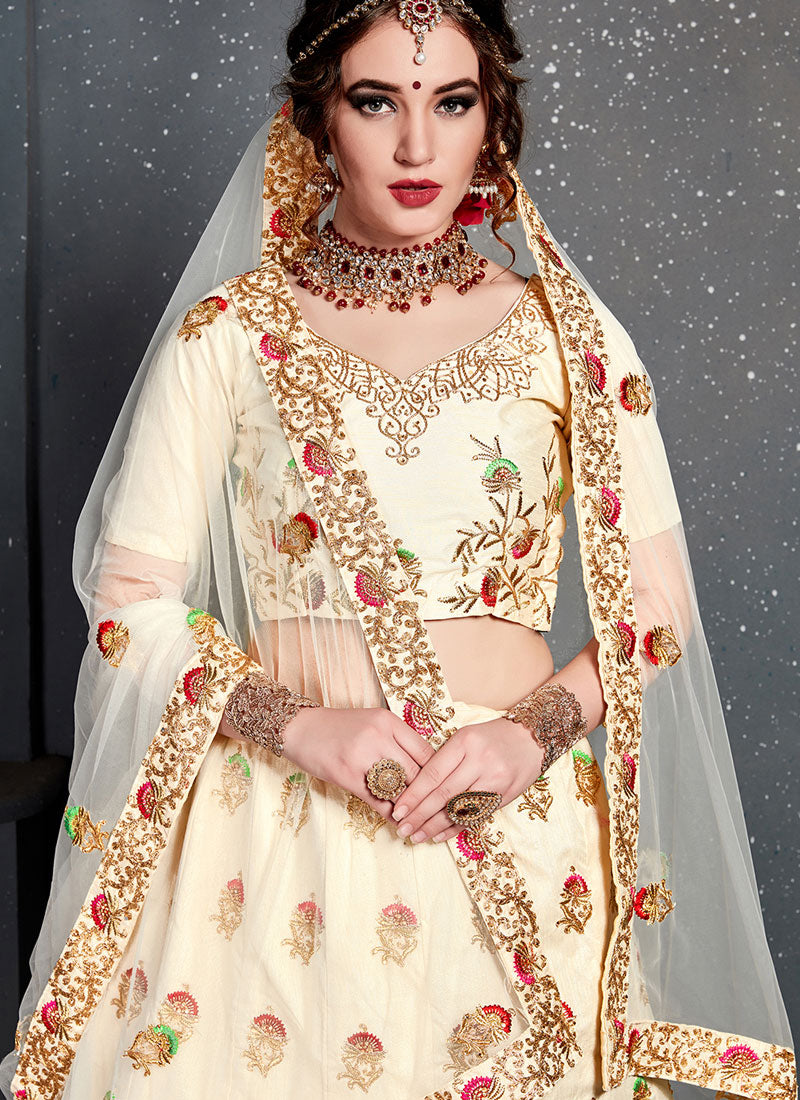 Off White Wedding Designer Lehenga Choli