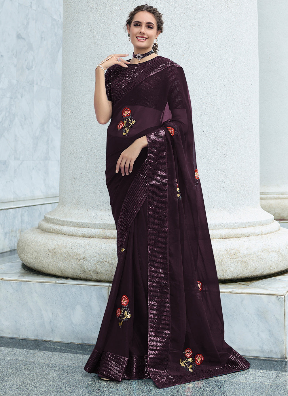 Trendy Saree In Purple Color