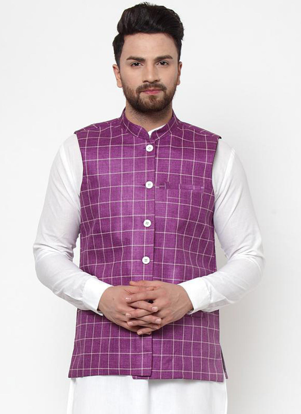 Purple Cotton Nehru Jackets