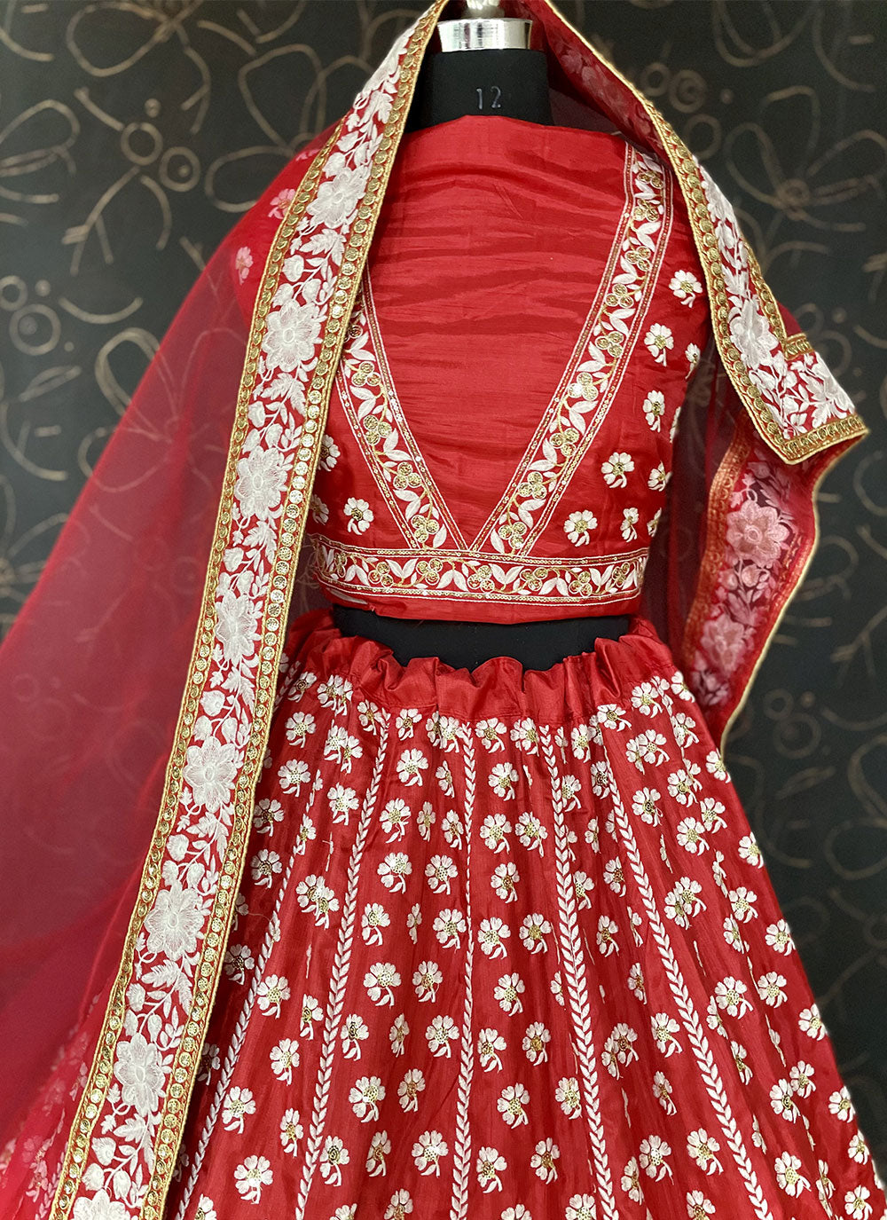 Embroidered Lehenga Choli In Red