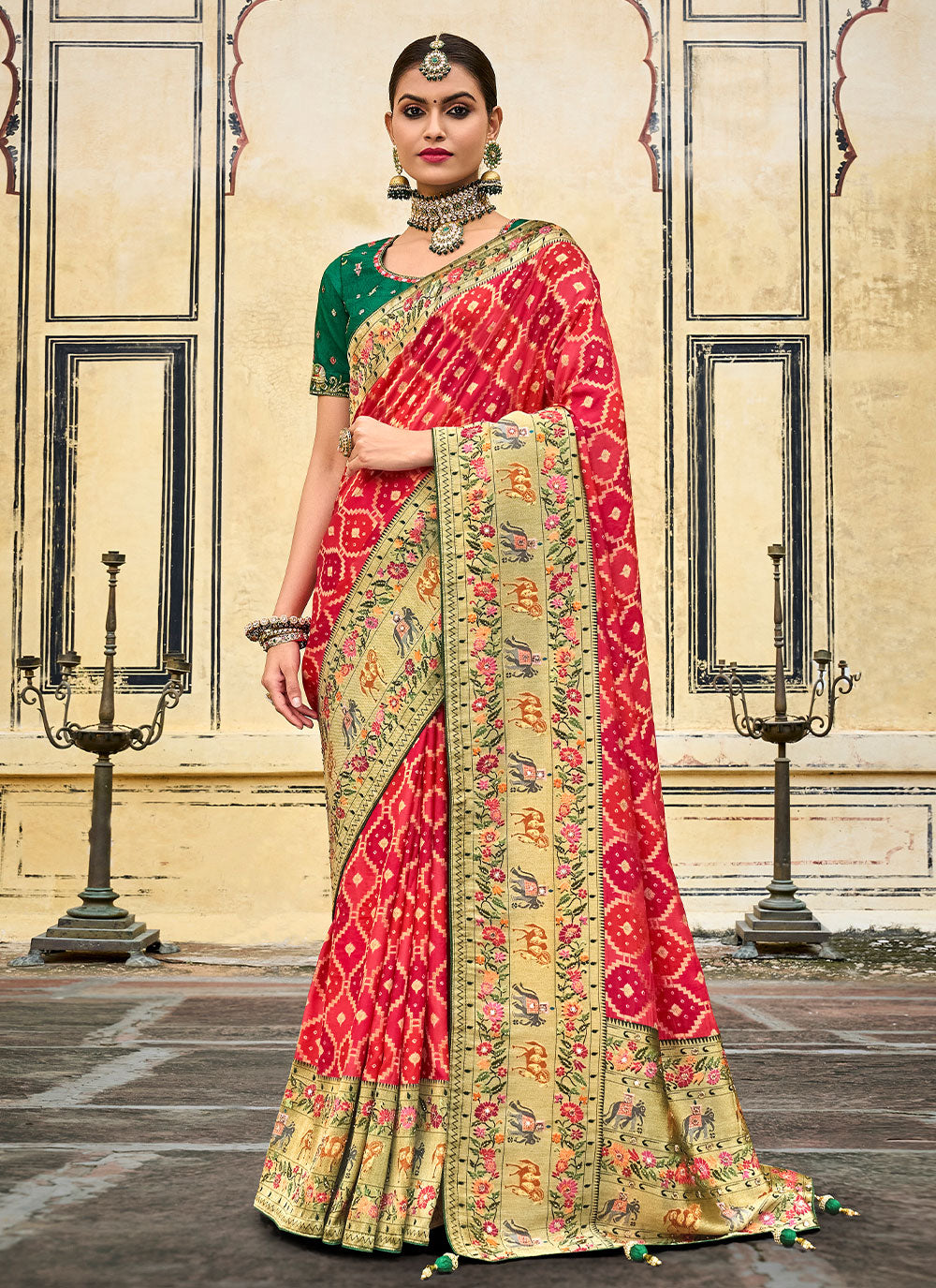 Embroidered Silk Bridal Red Saree