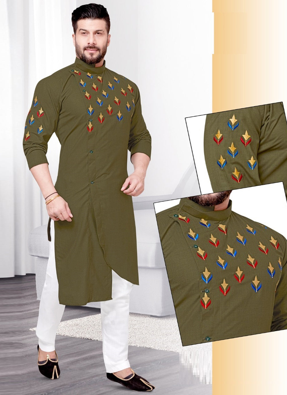 Resham Cotton Kurta Pyjama