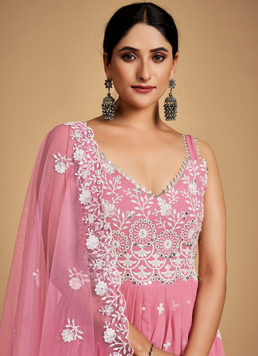 Rose Pink Designer Anarkali Salwar Kameez