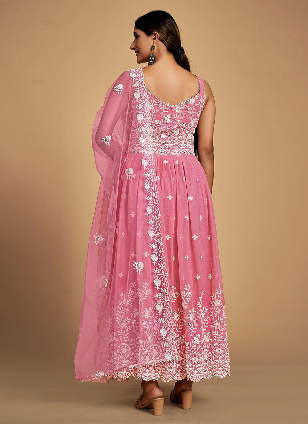 Rose Pink Designer Anarkali Salwar Kameez