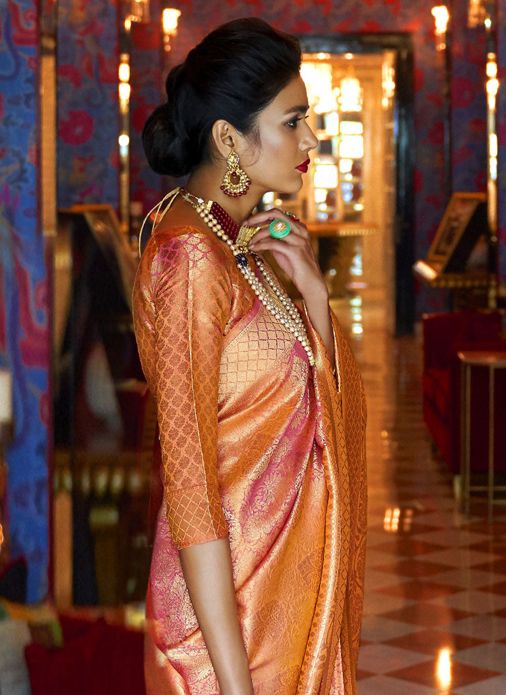 Fancy Red Designer Traditional Saree