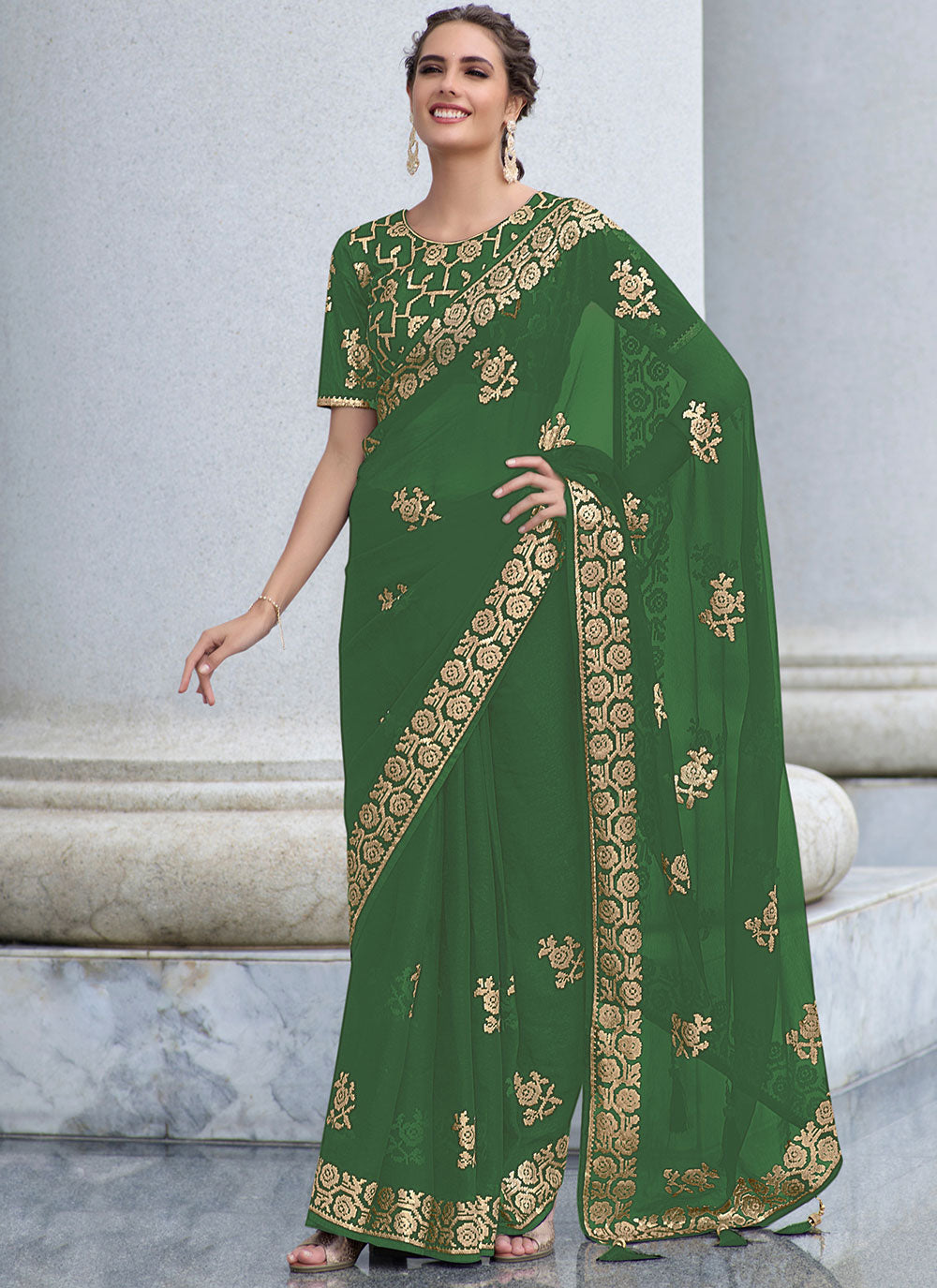 Contemporary Style Saree For  Sequins