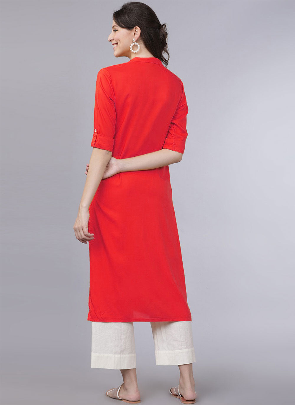 Red Rayon Kurti For Festival
