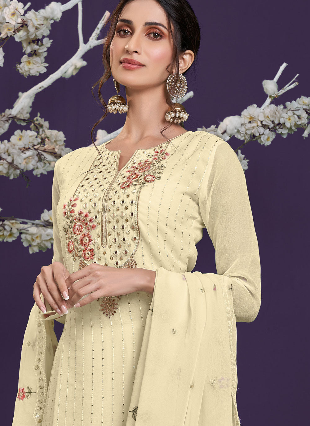 Faux Georgette Sequins Designer Pakistani Salwar Suit
