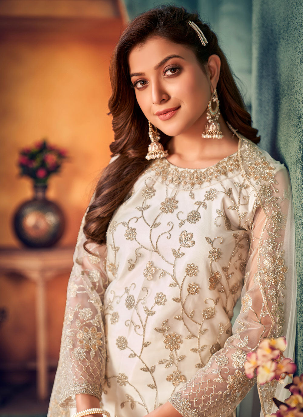 Embroidered Festival Salwar Suit In Off White